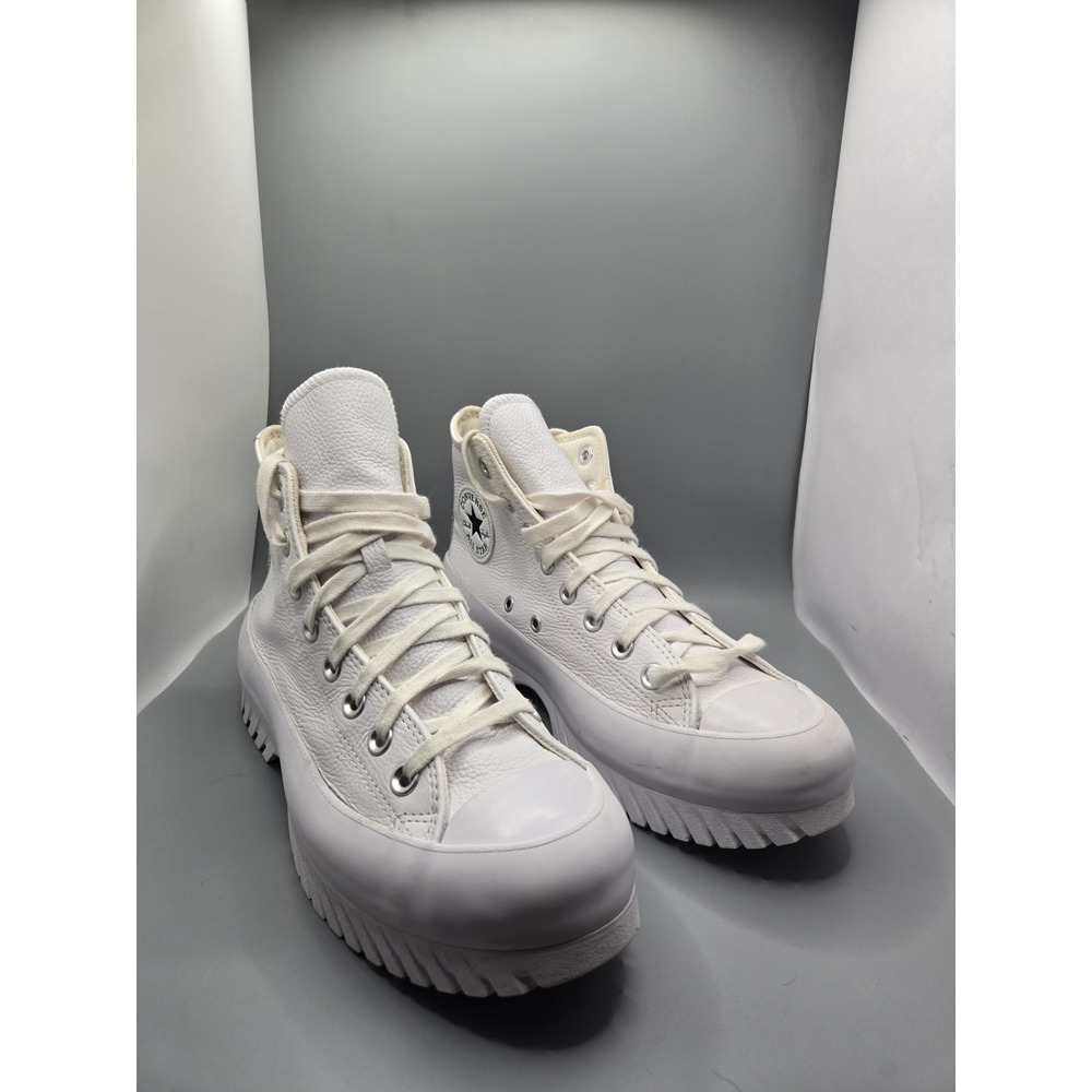 Converse Chuck All Star Lift Platform High Top White Leather Shoes Women 9.5